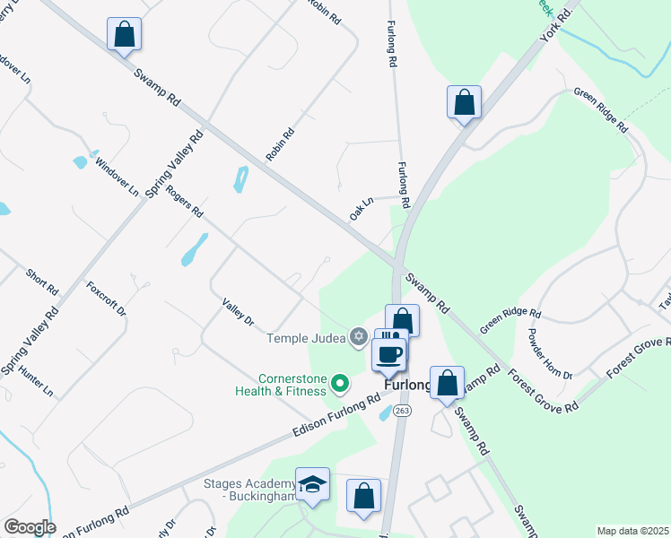 map of restaurants, bars, coffee shops, grocery stores, and more near 5 Old Nursery Road in Furlong
