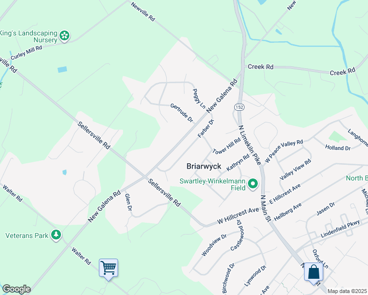 map of restaurants, bars, coffee shops, grocery stores, and more near 21 Farber Drive in Chalfont