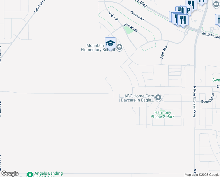 map of restaurants, bars, coffee shops, grocery stores, and more near 3663 North Nathan Street in Eagle Mountain