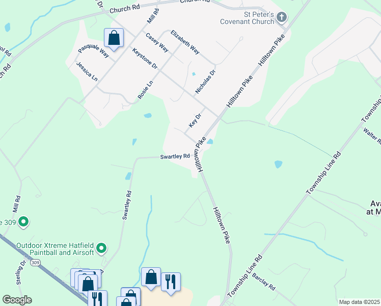 map of restaurants, bars, coffee shops, grocery stores, and more near 6 Cedar Hill Drive in Hatfield