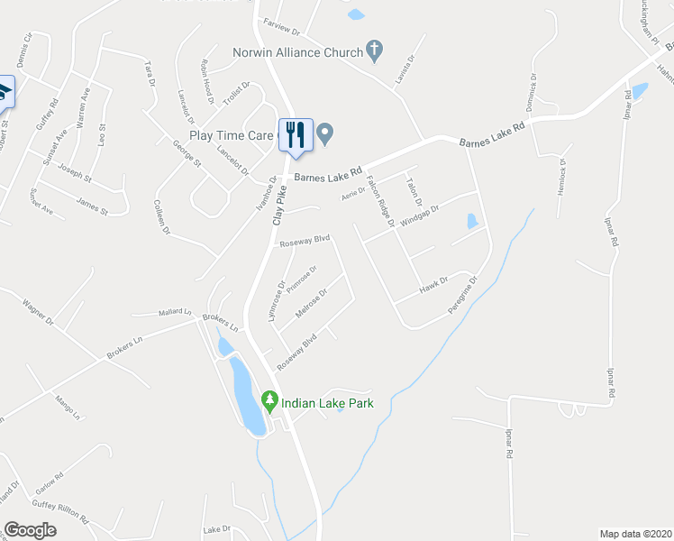 map of restaurants, bars, coffee shops, grocery stores, and more near 10401 Melrose Drive in Irwin
