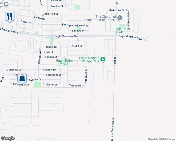 map of restaurants, bars, coffee shops, grocery stores, and more near 3676 North 2420 East in Eagle Mountain