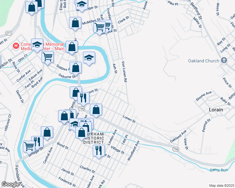 map of restaurants, bars, coffee shops, grocery stores, and more near 266 Cypress Avenue in Johnstown