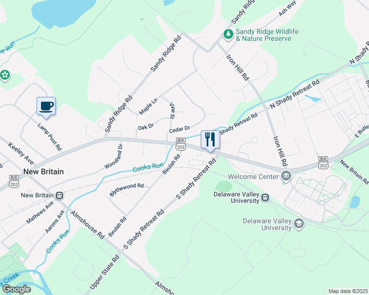 map of restaurants, bars, coffee shops, grocery stores, and more near 10 Beulah Road in New Britain