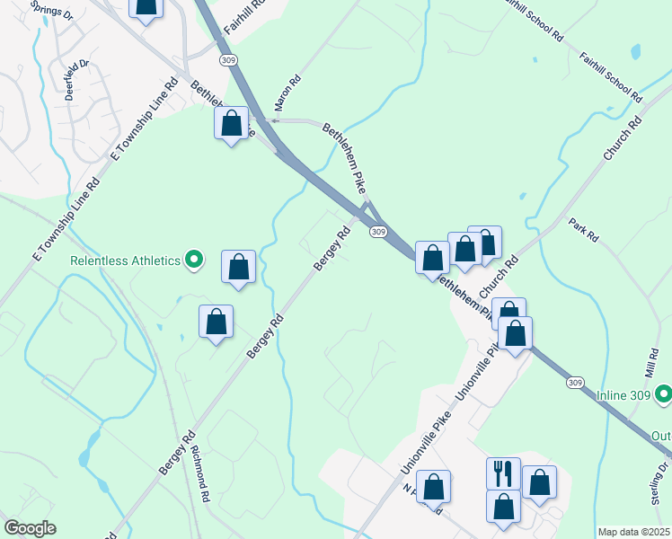 map of restaurants, bars, coffee shops, grocery stores, and more near 3251 Bergey Rd in Hatfield