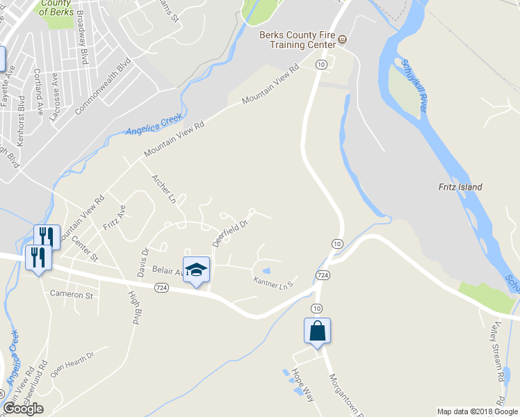 map of restaurants, bars, coffee shops, grocery stores, and more near 21 Chaser Court in Shillington