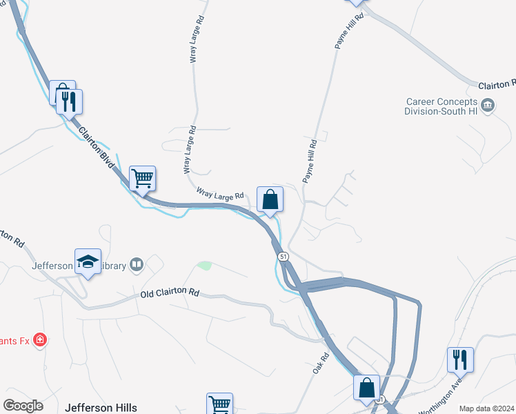 map of restaurants, bars, coffee shops, grocery stores, and more near 535 Lewis Run Rd in Clairton