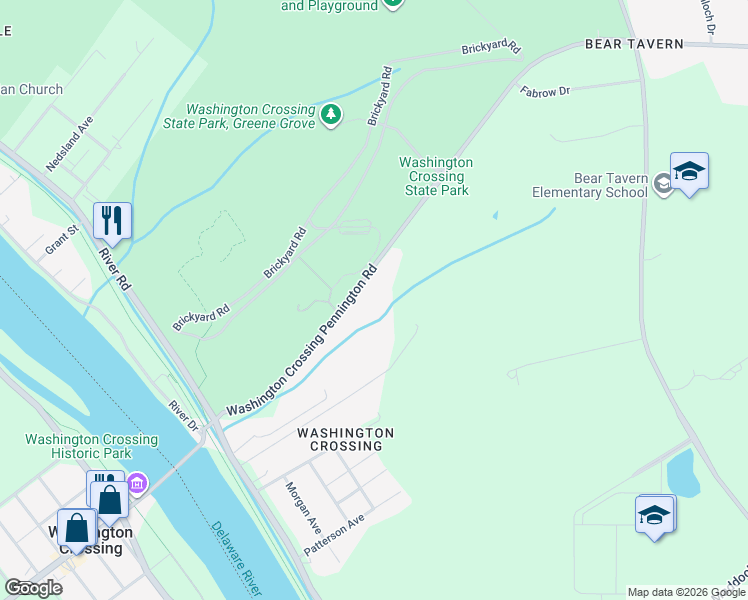 map of restaurants, bars, coffee shops, grocery stores, and more near 474 Wash Cross Penn Road in Hopewell Township