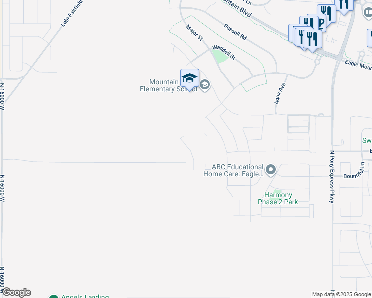map of restaurants, bars, coffee shops, grocery stores, and more near 3687 North Nathan Street in Eagle Mountain