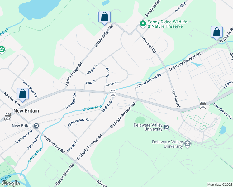 map of restaurants, bars, coffee shops, grocery stores, and more near 422 East Butler Avenue in New Britain
