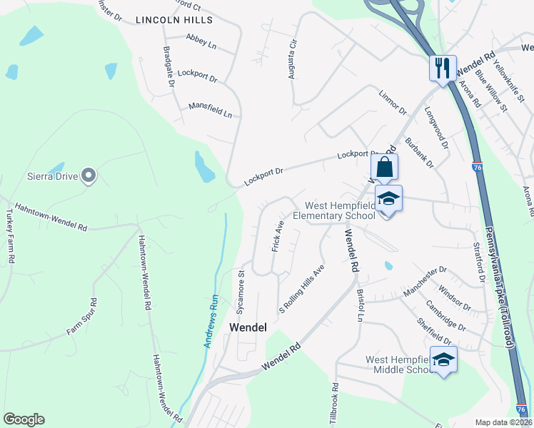 map of restaurants, bars, coffee shops, grocery stores, and more near 36 Corbett Avenue in Irwin