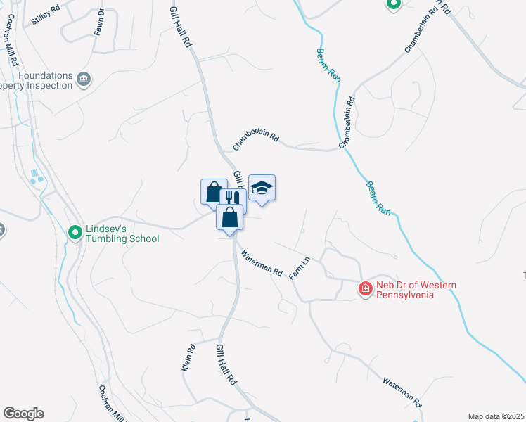 map of restaurants, bars, coffee shops, grocery stores, and more near 829 Gill Hall Road in Jefferson Hills