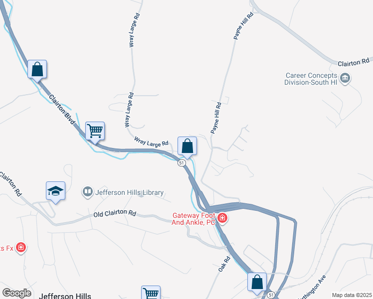 map of restaurants, bars, coffee shops, grocery stores, and more near 565 Lewis Run Road in Jefferson Hills