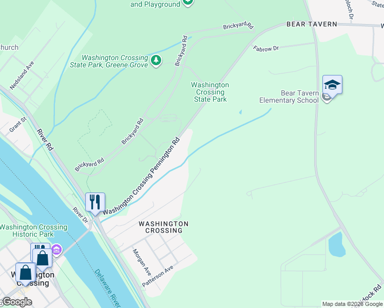 map of restaurants, bars, coffee shops, grocery stores, and more near 474 Wash Cross Penn Road in Hopewell Township