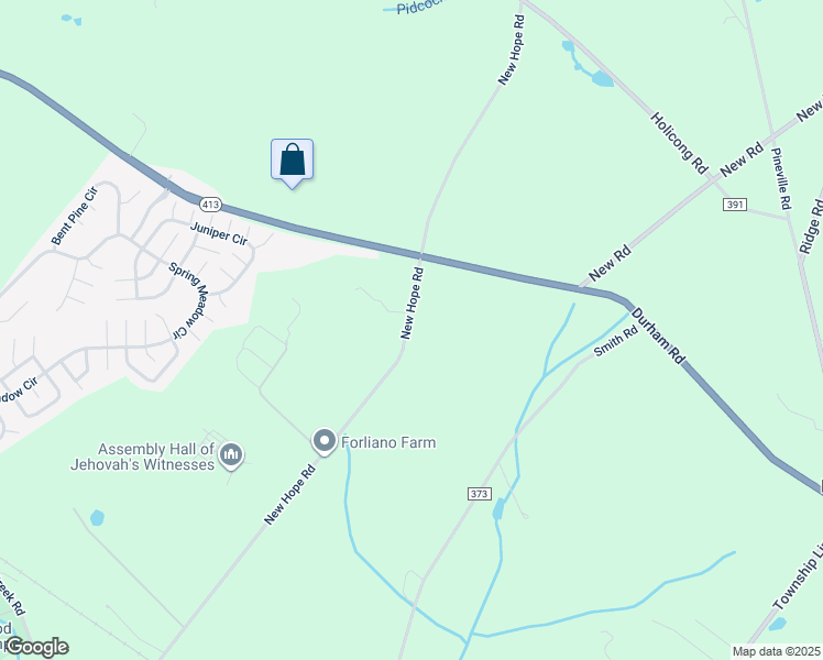 map of restaurants, bars, coffee shops, grocery stores, and more near 4629 New Hope Road in Furlong