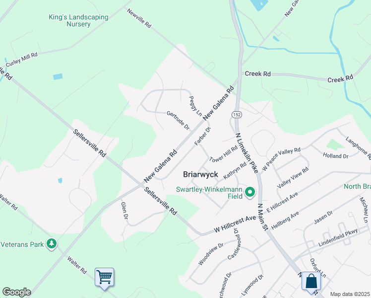 map of restaurants, bars, coffee shops, grocery stores, and more near 19 Farber Drive in Chalfont