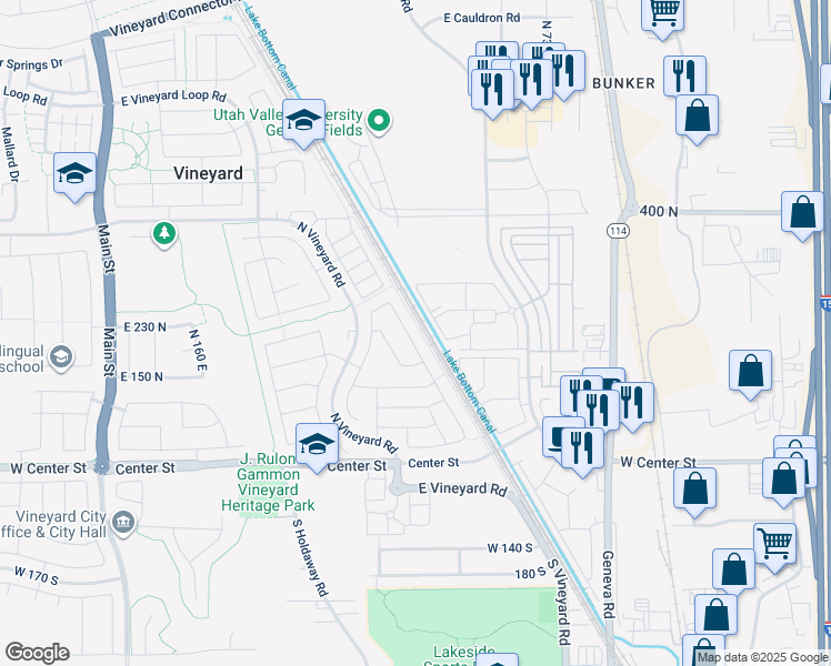 map of restaurants, bars, coffee shops, grocery stores, and more near 212 North 590 East in Orem