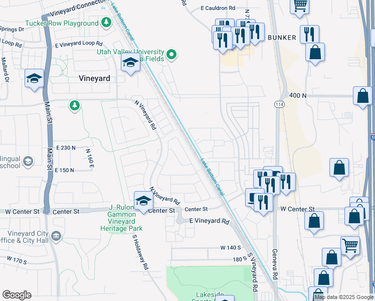 map of restaurants, bars, coffee shops, grocery stores, and more near 212 North 590 East in Orem
