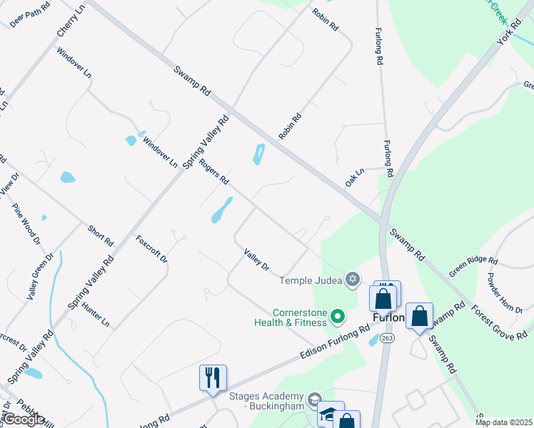 map of restaurants, bars, coffee shops, grocery stores, and more near 125 Rogers Road in Furlong
