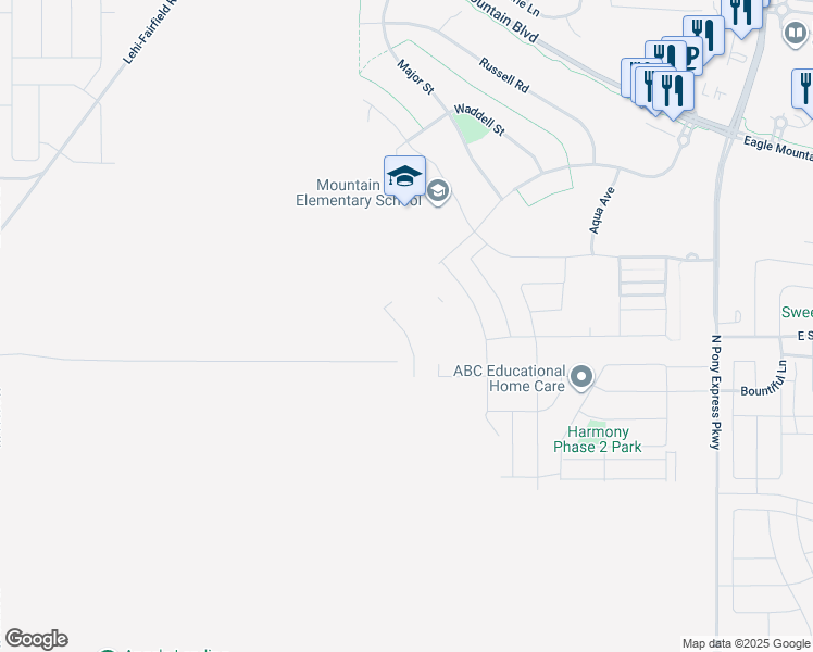 map of restaurants, bars, coffee shops, grocery stores, and more near 3692 North Nathan Street in Eagle Mountain