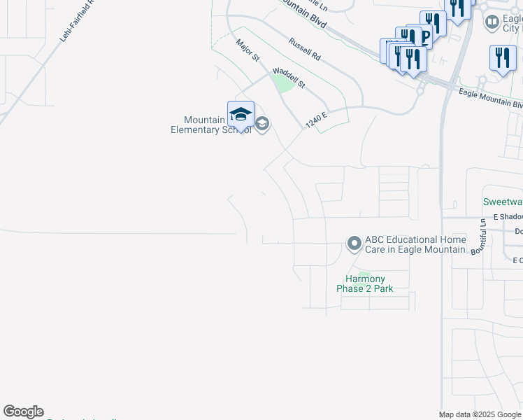 map of restaurants, bars, coffee shops, grocery stores, and more near 3694 North Jane Street in Eagle Mountain