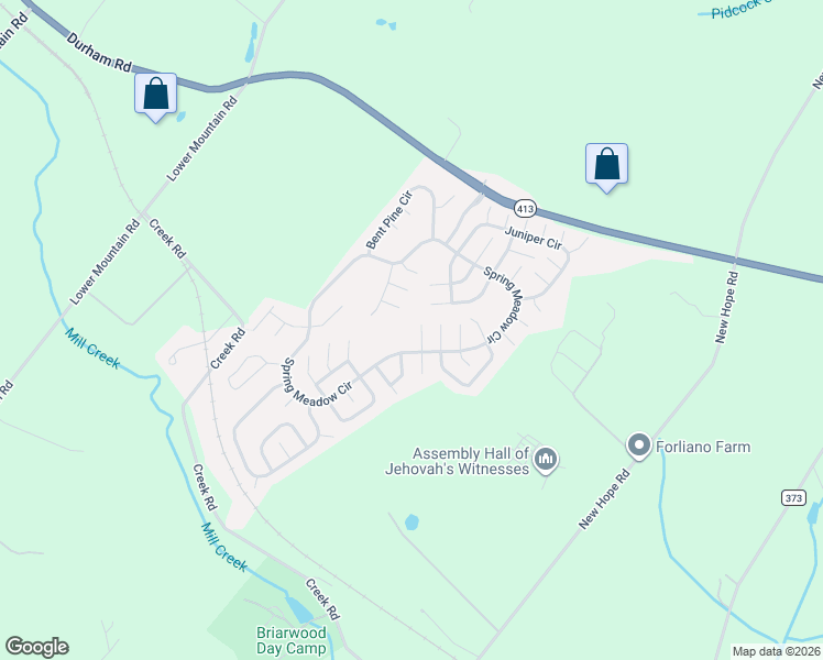 map of restaurants, bars, coffee shops, grocery stores, and more near 197 Cardinal Court South in New Hope