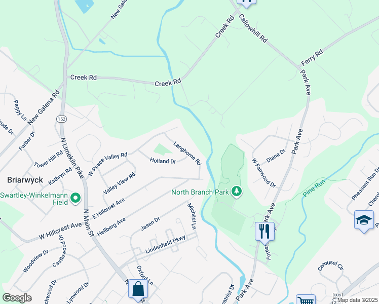 map of restaurants, bars, coffee shops, grocery stores, and more near 29 Langhorne Road in Chalfont