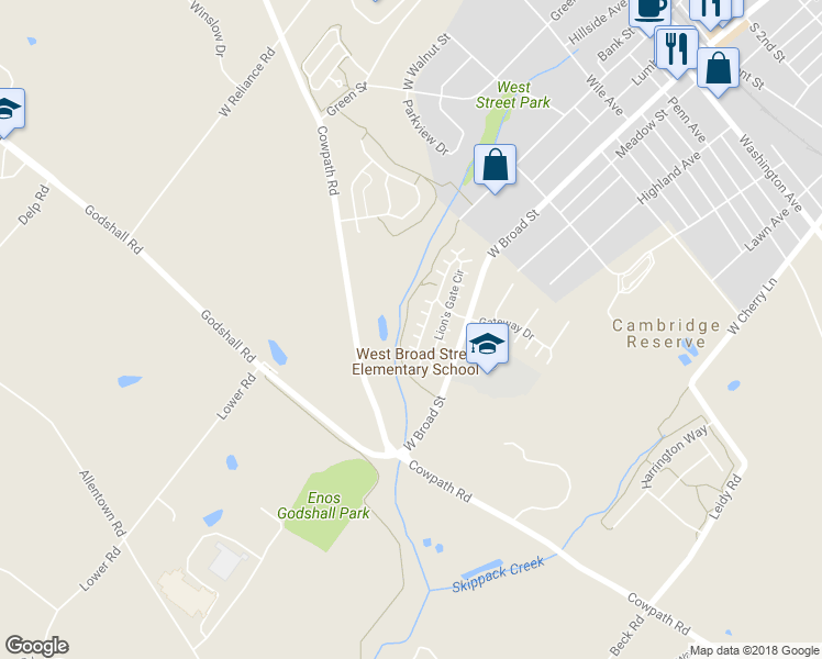 map of restaurants, bars, coffee shops, grocery stores, and more near 151 Cornwall Terrace in Souderton