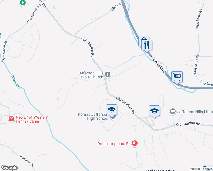 map of restaurants, bars, coffee shops, grocery stores, and more near 875 Old Clairton Road in Clairton