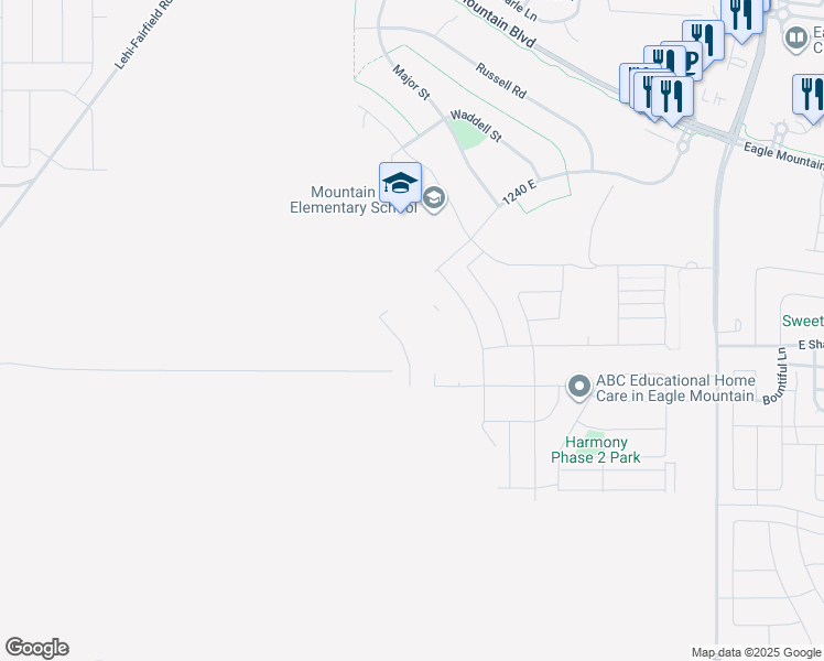 map of restaurants, bars, coffee shops, grocery stores, and more near 3711 North Janie Street in Eagle Mountain