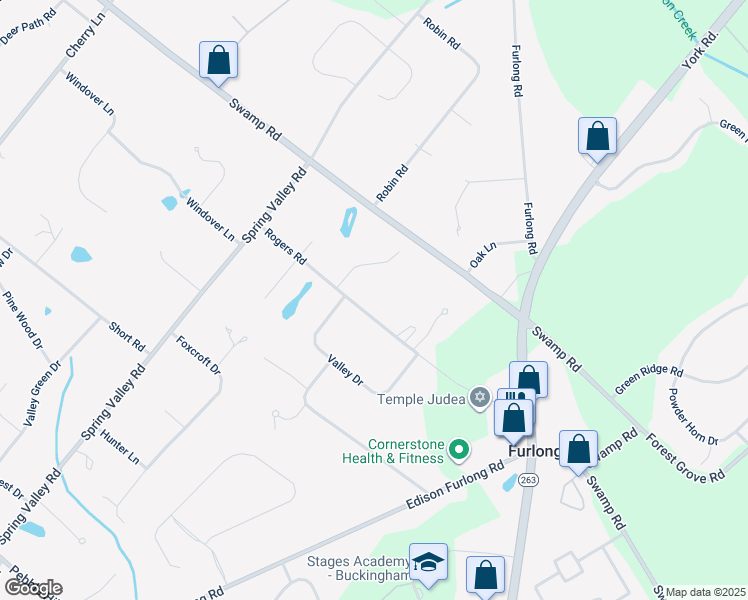 map of restaurants, bars, coffee shops, grocery stores, and more near 125 Rogers Road in Furlong