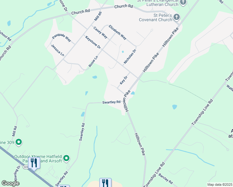 map of restaurants, bars, coffee shops, grocery stores, and more near 14 Cedar Hill Drive in Hatfield