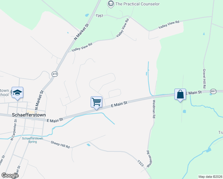 map of restaurants, bars, coffee shops, grocery stores, and more near 1720 Heidelberg Avenue in Schaefferstown
