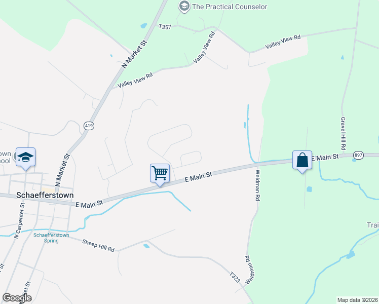 map of restaurants, bars, coffee shops, grocery stores, and more near 1720 Heidelberg Avenue in Schaefferstown