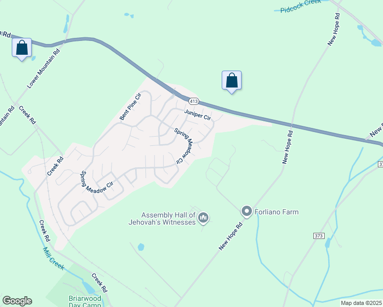 map of restaurants, bars, coffee shops, grocery stores, and more near 139 Blue Jay Court in New Hope