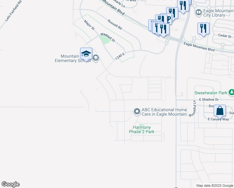 map of restaurants, bars, coffee shops, grocery stores, and more near 3712 North Cuade Street in Eagle Mountain
