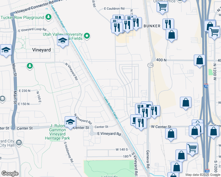 map of restaurants, bars, coffee shops, grocery stores, and more near 284 North 590 East in Orem
