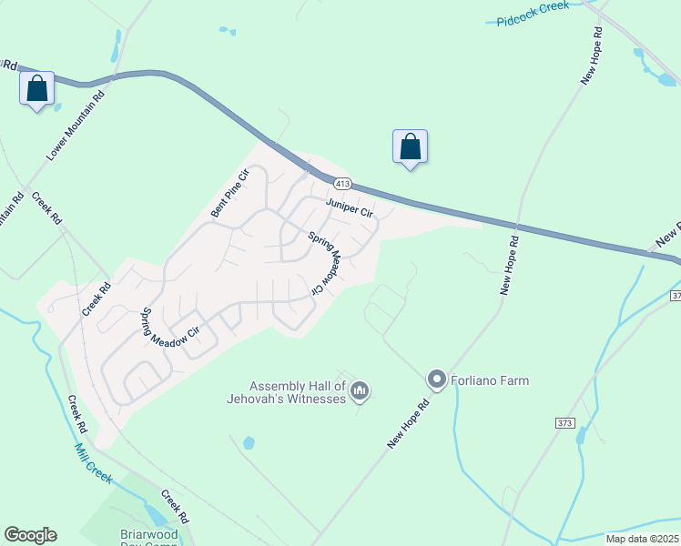 map of restaurants, bars, coffee shops, grocery stores, and more near 139 Blue Jay Court in New Hope