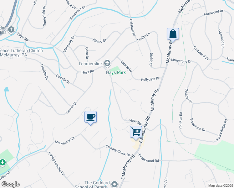 map of restaurants, bars, coffee shops, grocery stores, and more near 111 Fair Acres Drive in Pittsburgh