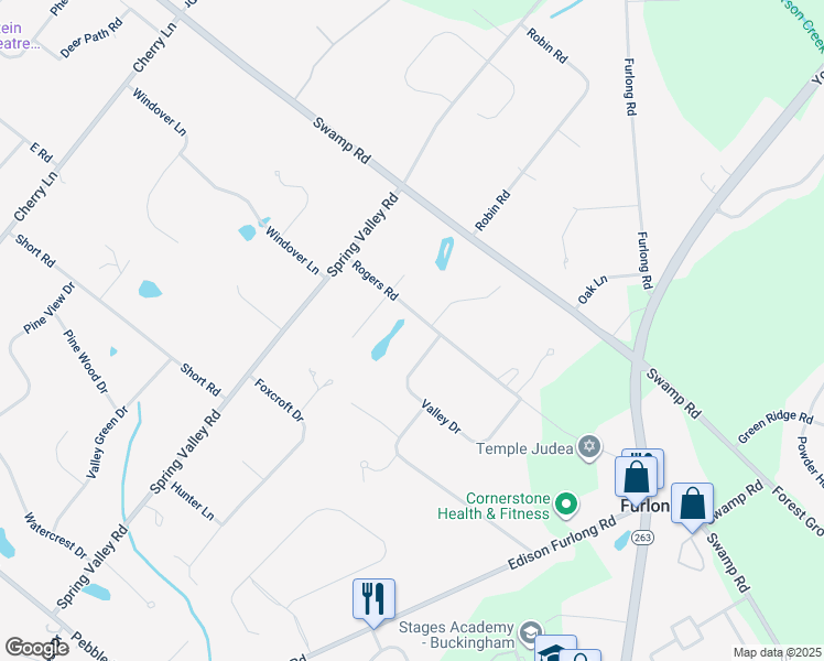 map of restaurants, bars, coffee shops, grocery stores, and more near 146 Rogers Road in Furlong