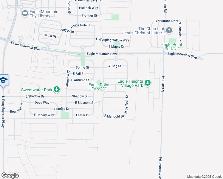 map of restaurants, bars, coffee shops, grocery stores, and more near 2305 East Morning Glory Way in Eagle Mountain