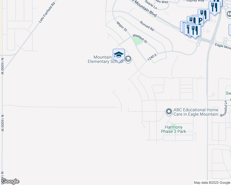 map of restaurants, bars, coffee shops, grocery stores, and more near 3724 North Nathan Street in Eagle Mountain