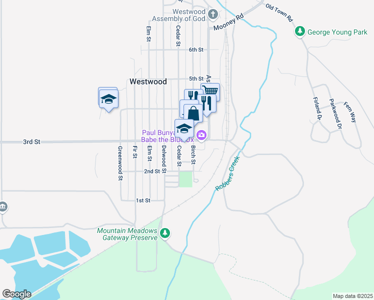 map of restaurants, bars, coffee shops, grocery stores, and more near 209 Birch Street in Westwood