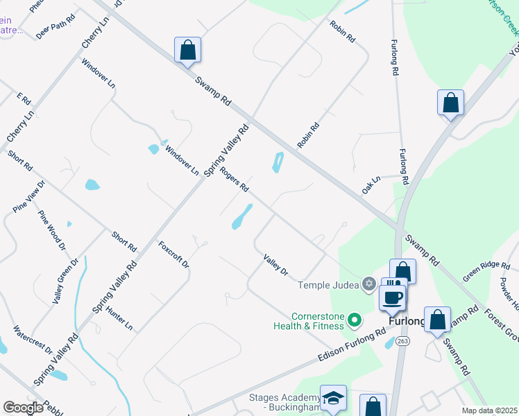 map of restaurants, bars, coffee shops, grocery stores, and more near 146 Rogers Road in Furlong