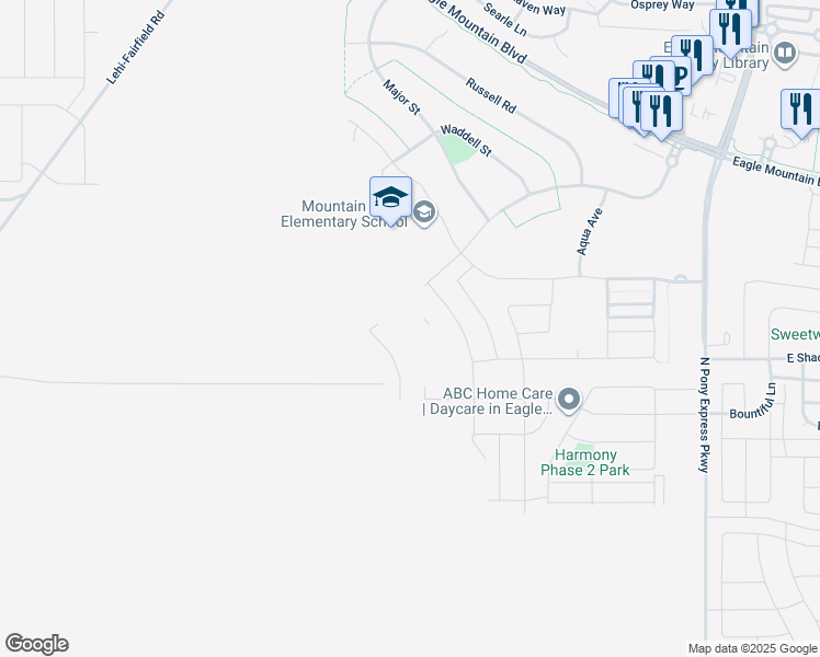 map of restaurants, bars, coffee shops, grocery stores, and more near 3728 North Jane Street in Eagle Mountain