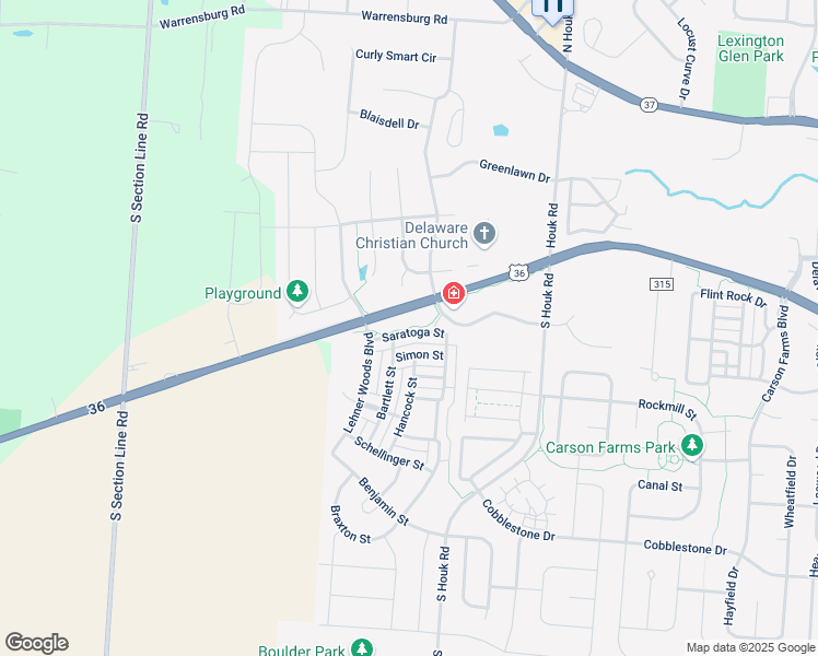 map of restaurants, bars, coffee shops, grocery stores, and more near 511 Grand Circuit Boulevard in Delaware