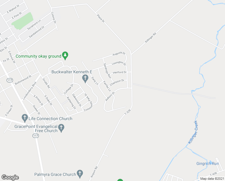 map of restaurants, bars, coffee shops, grocery stores, and more near 39 Auburn Drive in Annville