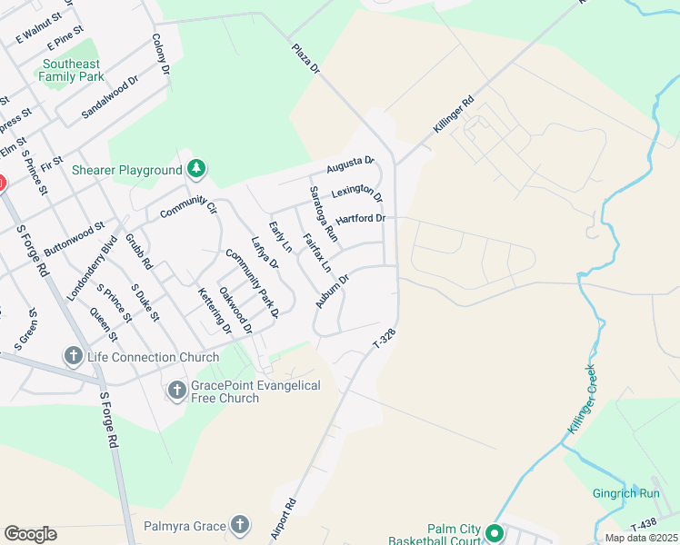 map of restaurants, bars, coffee shops, grocery stores, and more near 39 Auburn Drive in Annville