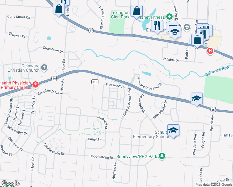 map of restaurants, bars, coffee shops, grocery stores, and more near 701 Swanson Street in Delaware