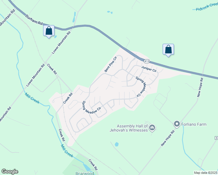map of restaurants, bars, coffee shops, grocery stores, and more near 544 Greentree Drive in New Hope